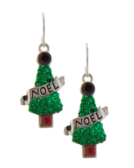 Noel Glitter Christmas Tree Earrings