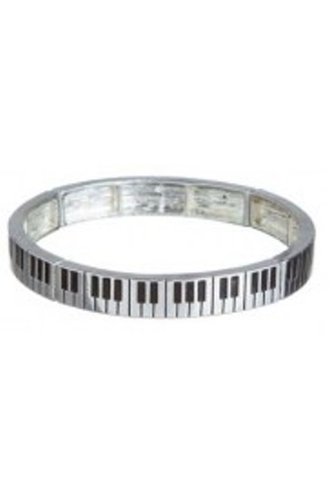 Silver Piano Keyboard Stretch Bracelet