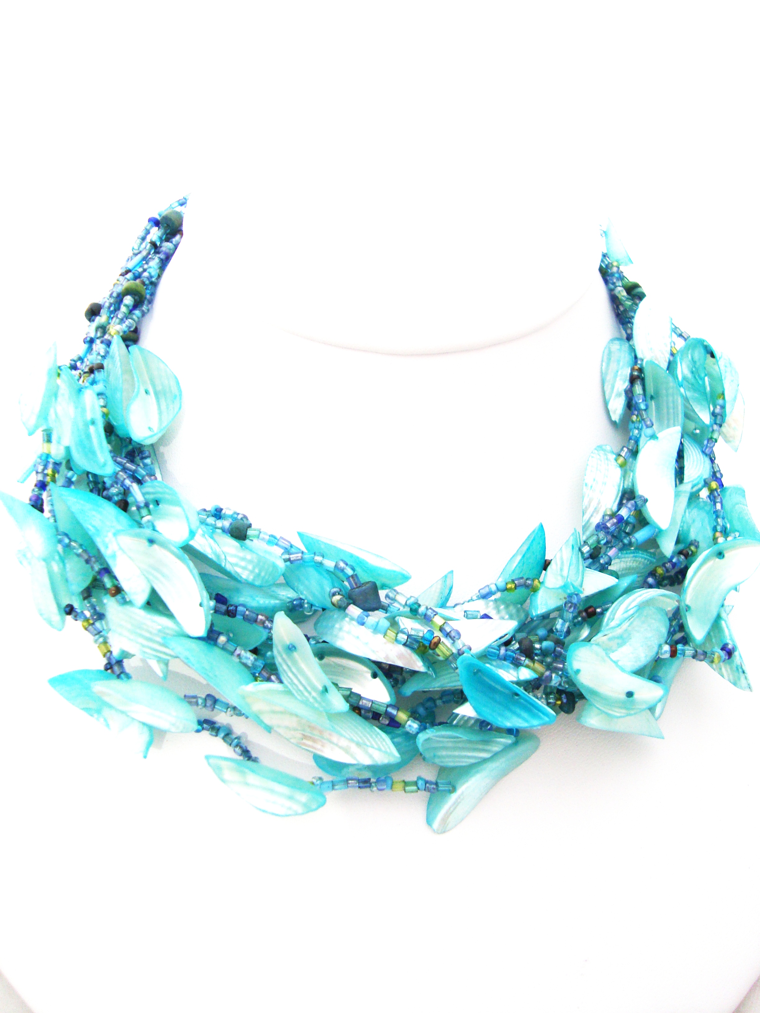 Twelve-Strand Turquoise Shell Necklace Set