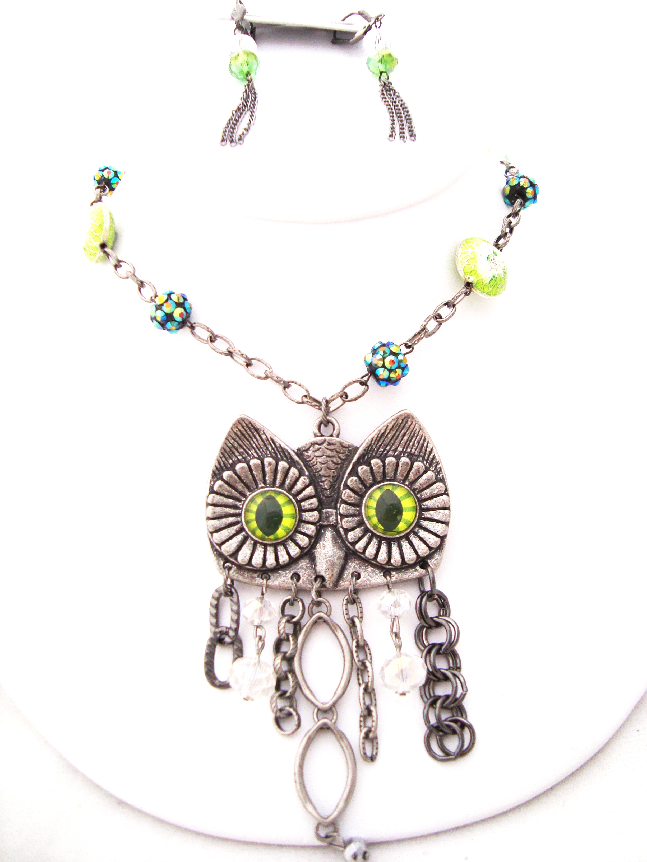 Owl Pendant Necklace Set