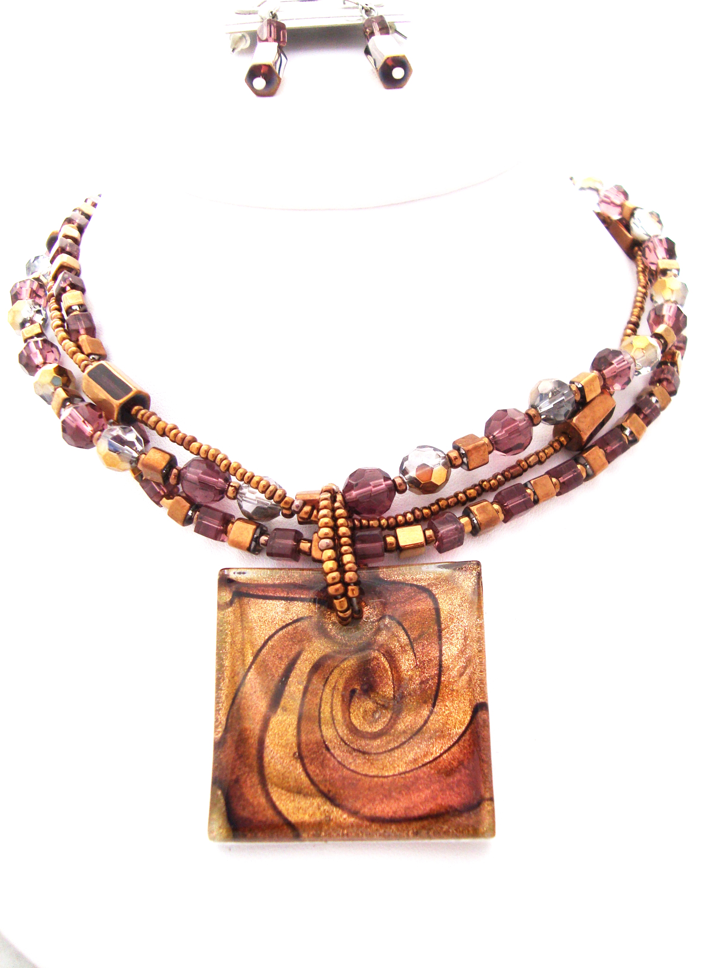 Multi-Strand Murano Pendant Beaded Necklace Set