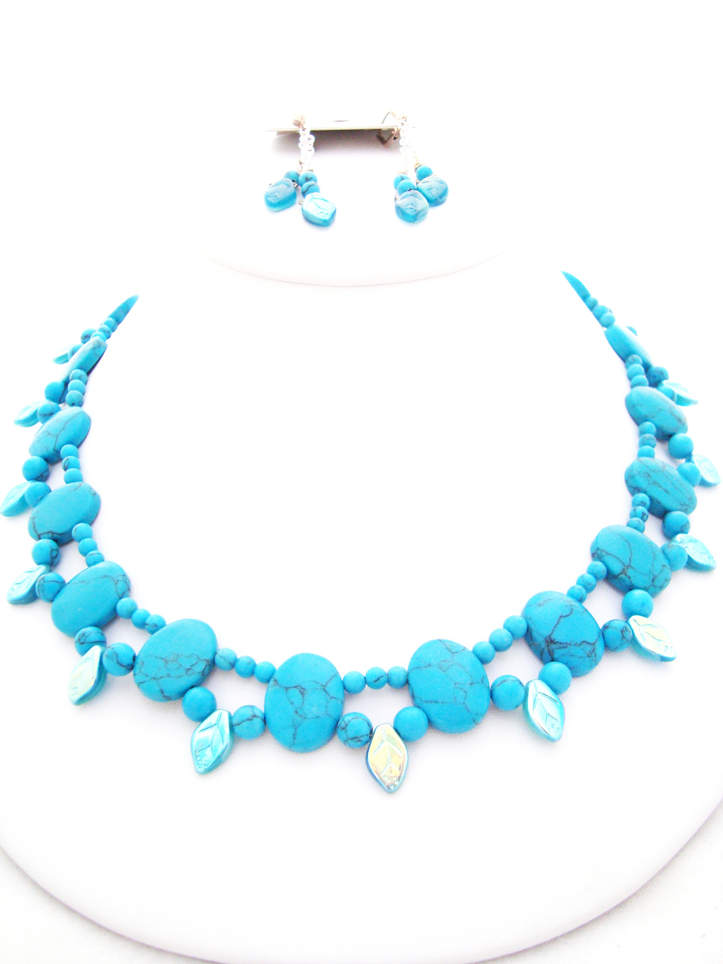 Turquoise Leaf Necklace Set