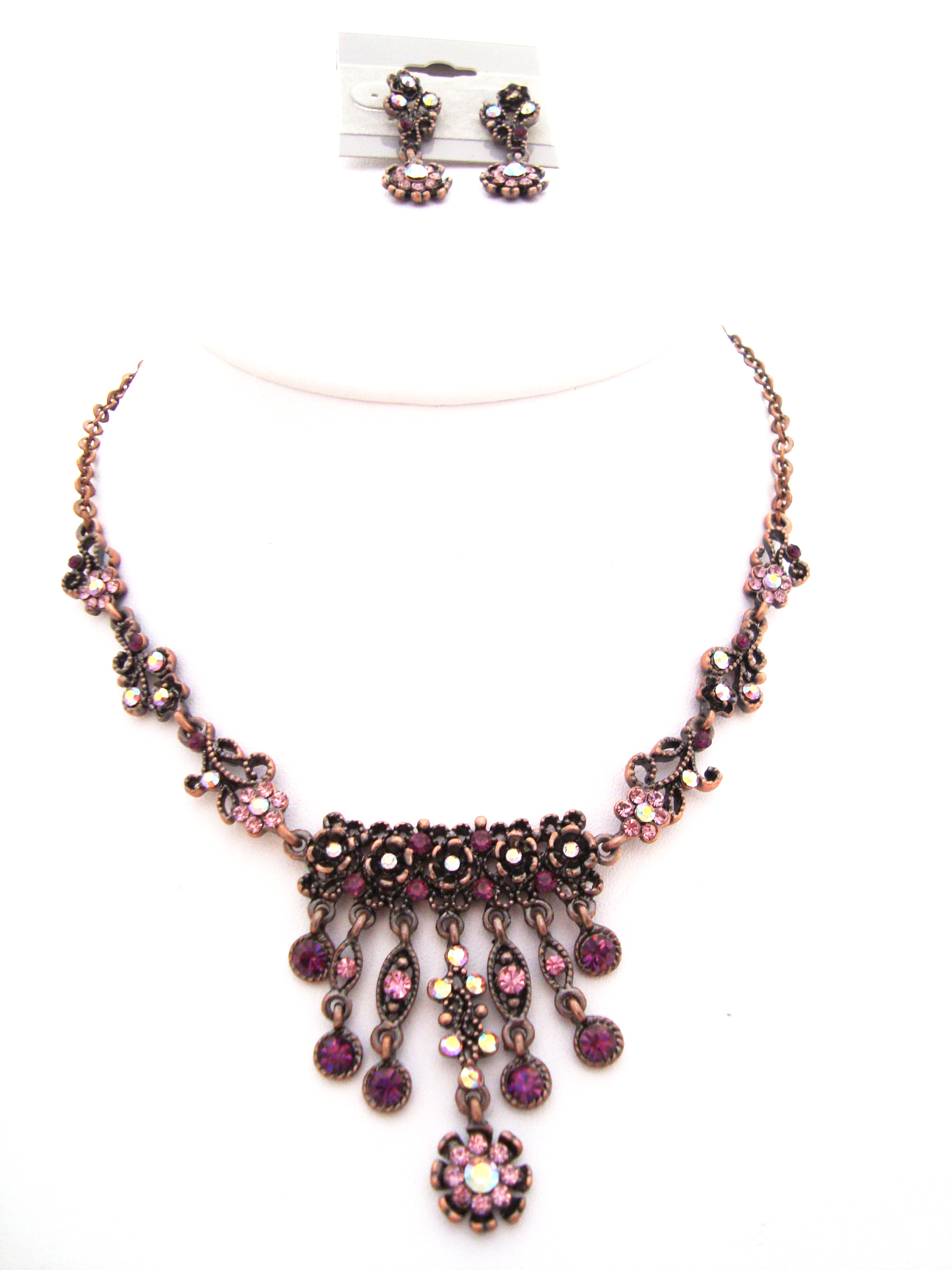 Delicate Purple Rhinestone Necklace Set