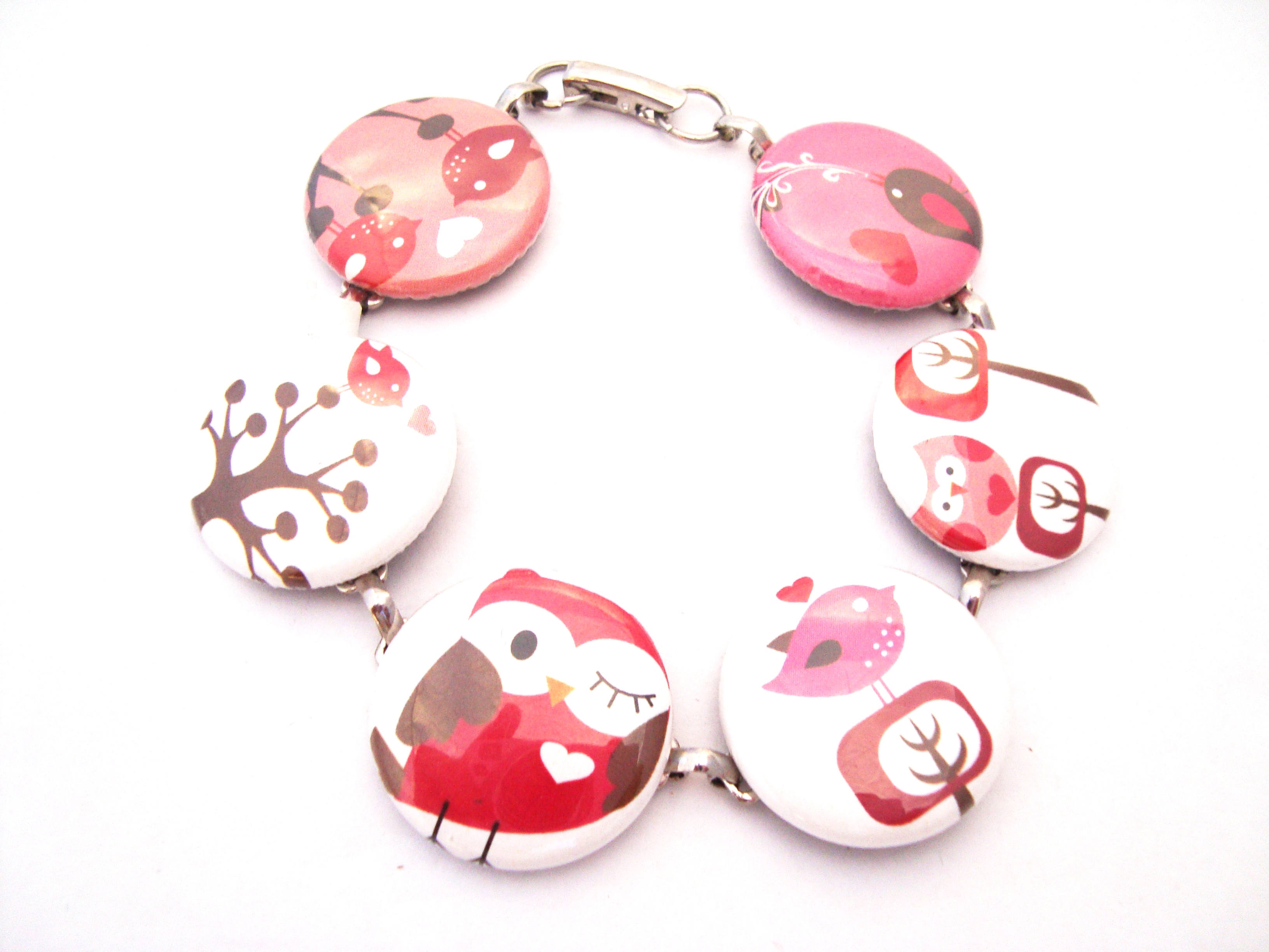 Pink Owls Bubble Bracelet
