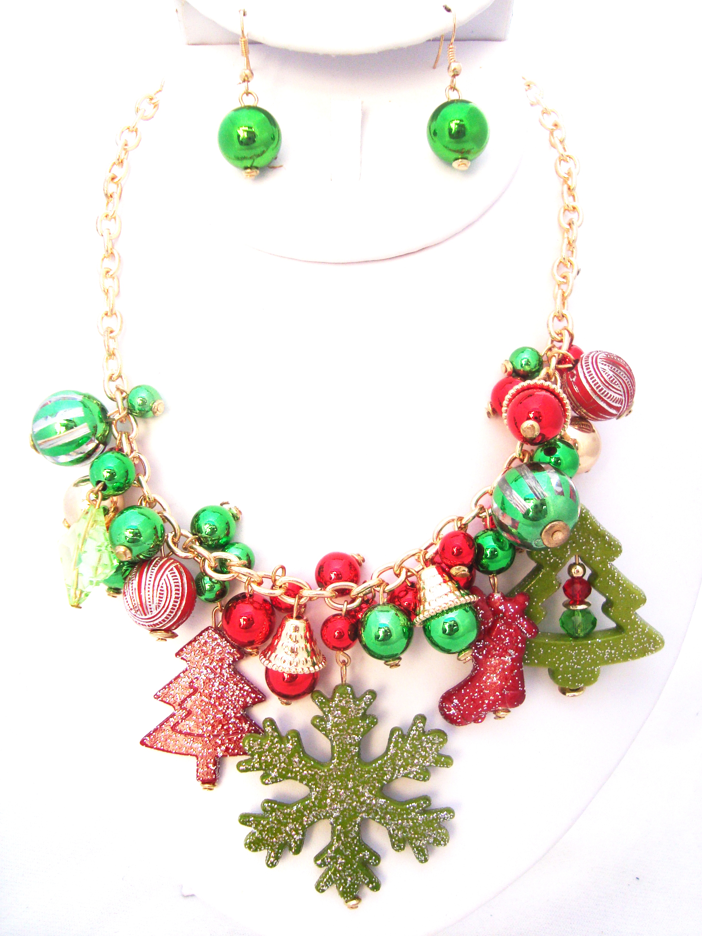 Christmas Themed Snow Flake Ornate Necklace Set