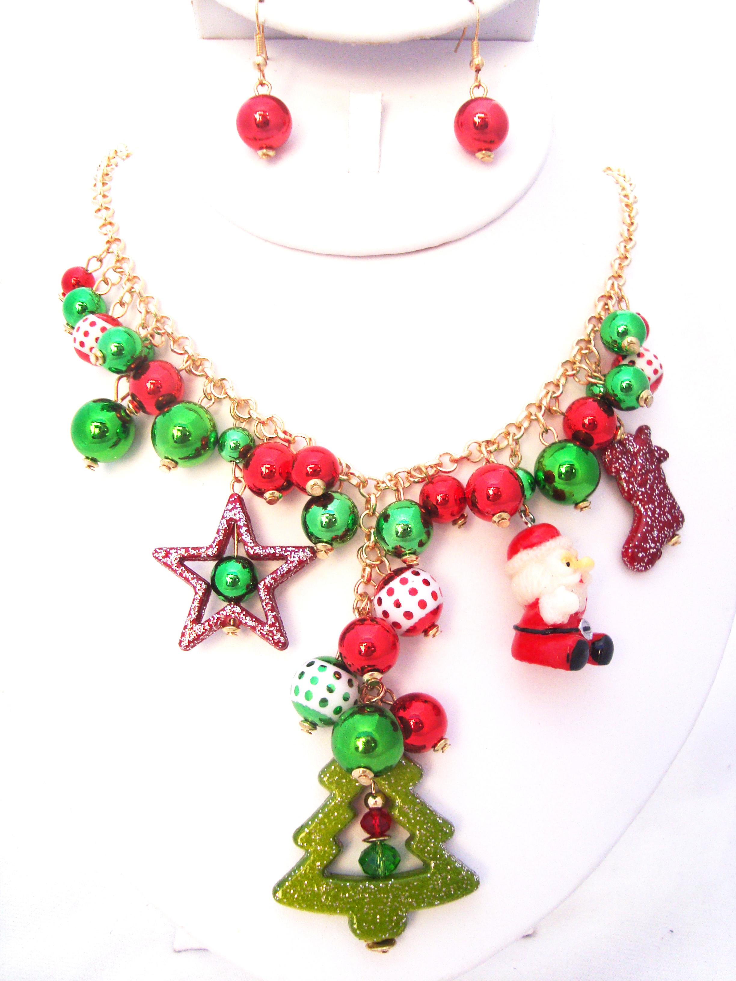 Christmas Themed Santa Ornate Necklace Set