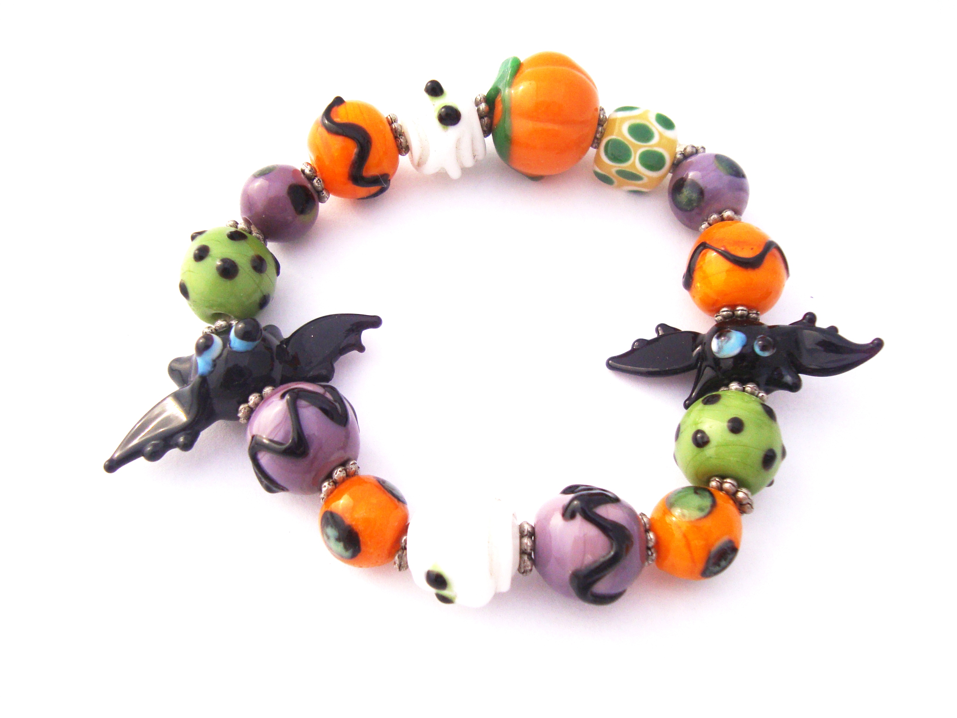 Halloween Bat and Pumpkin Stretch Bracelet