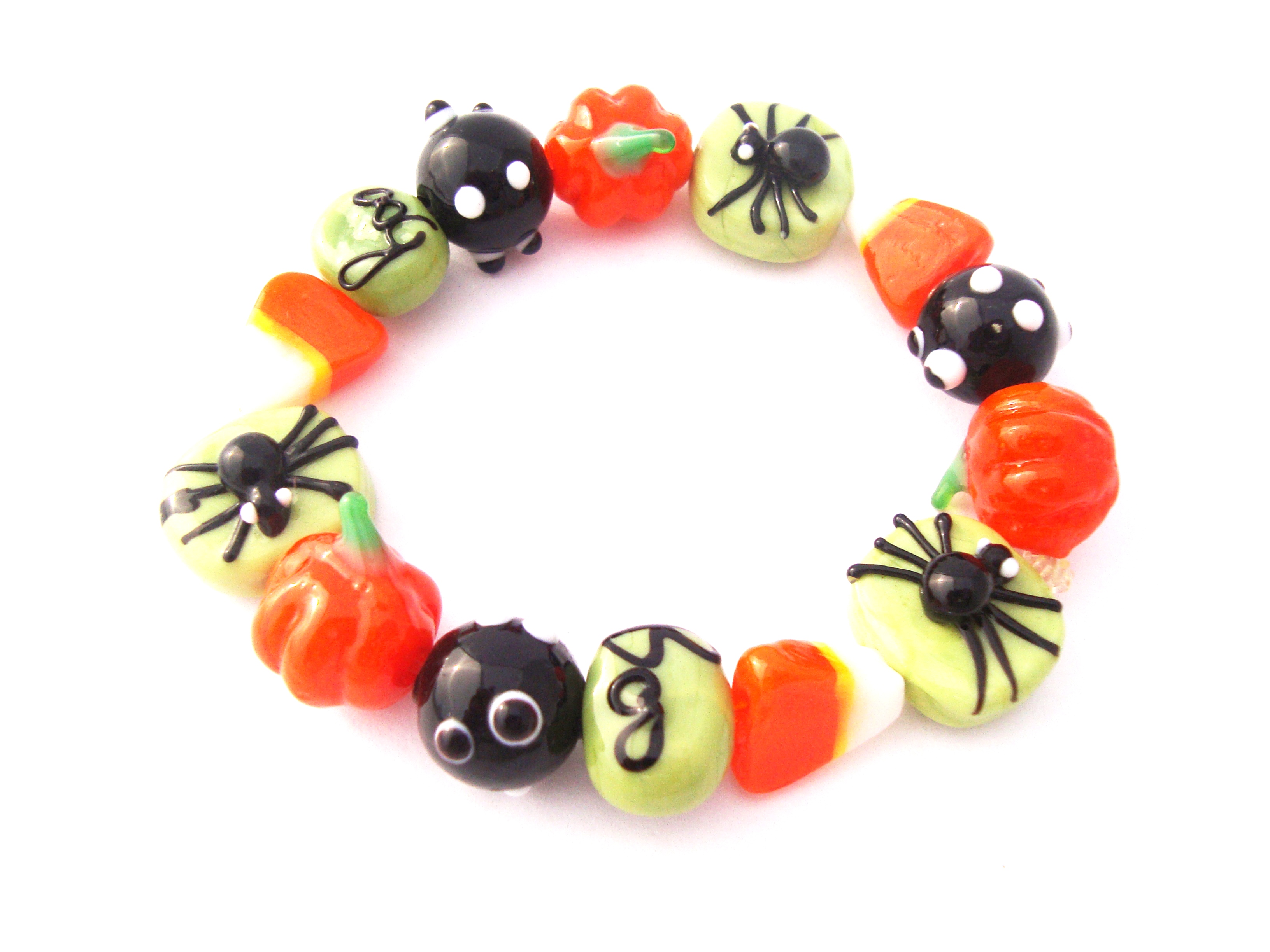 Halloween Spider and Pumpkin Stretch Bracelet