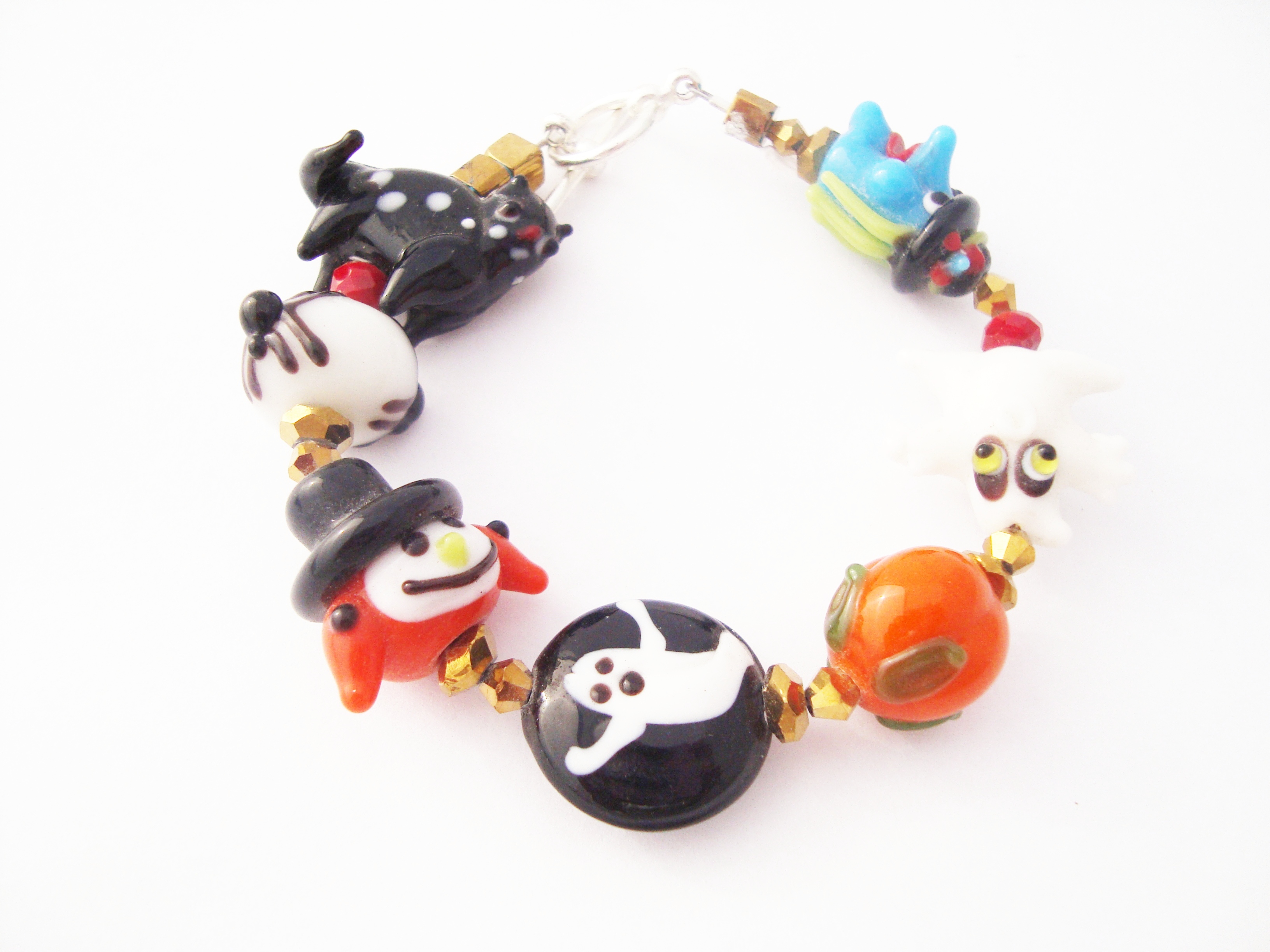 Halloween Witch and Black Cat Toggle Bracelet