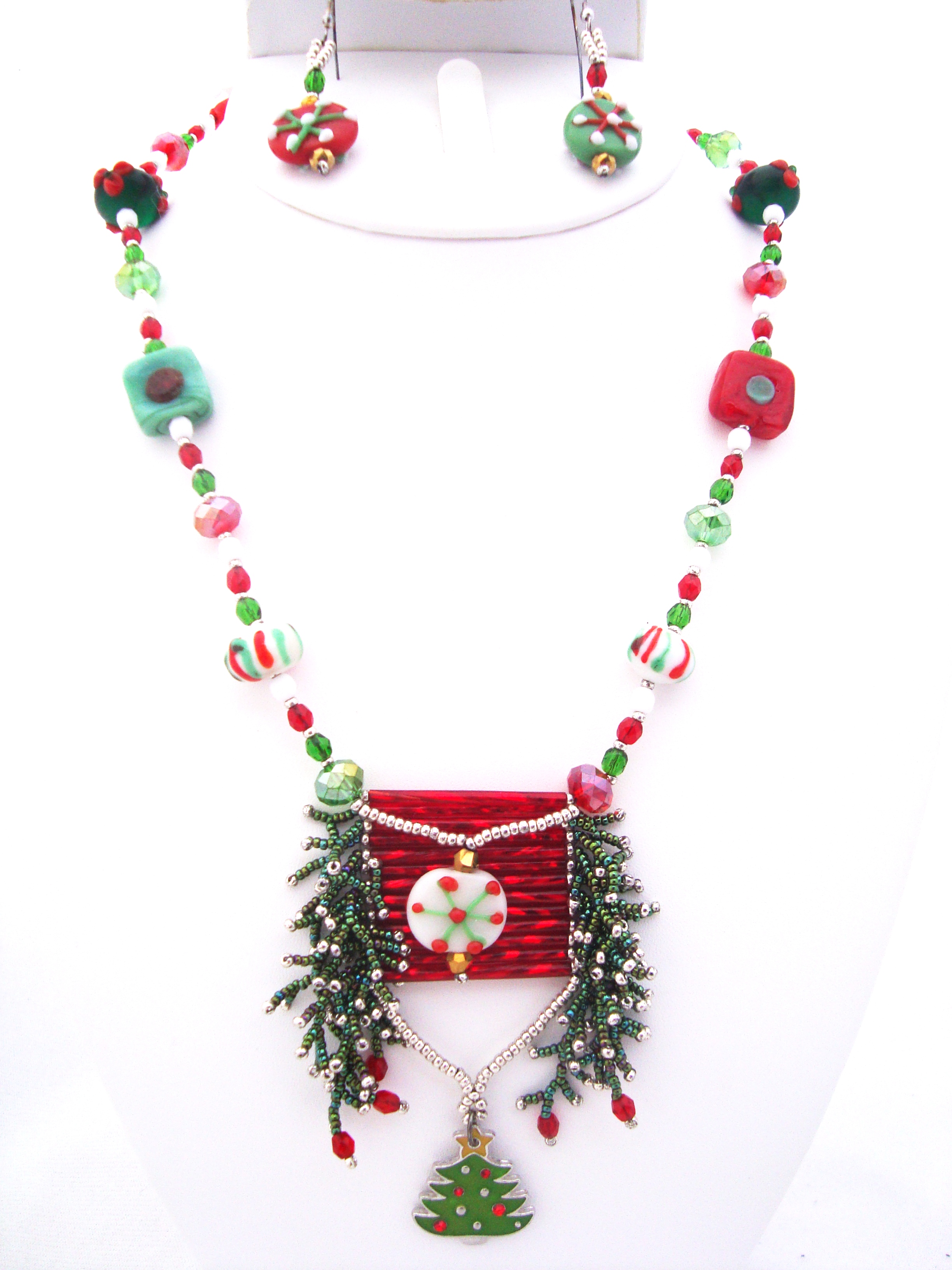 Christmas Tree Charm Necklace Set