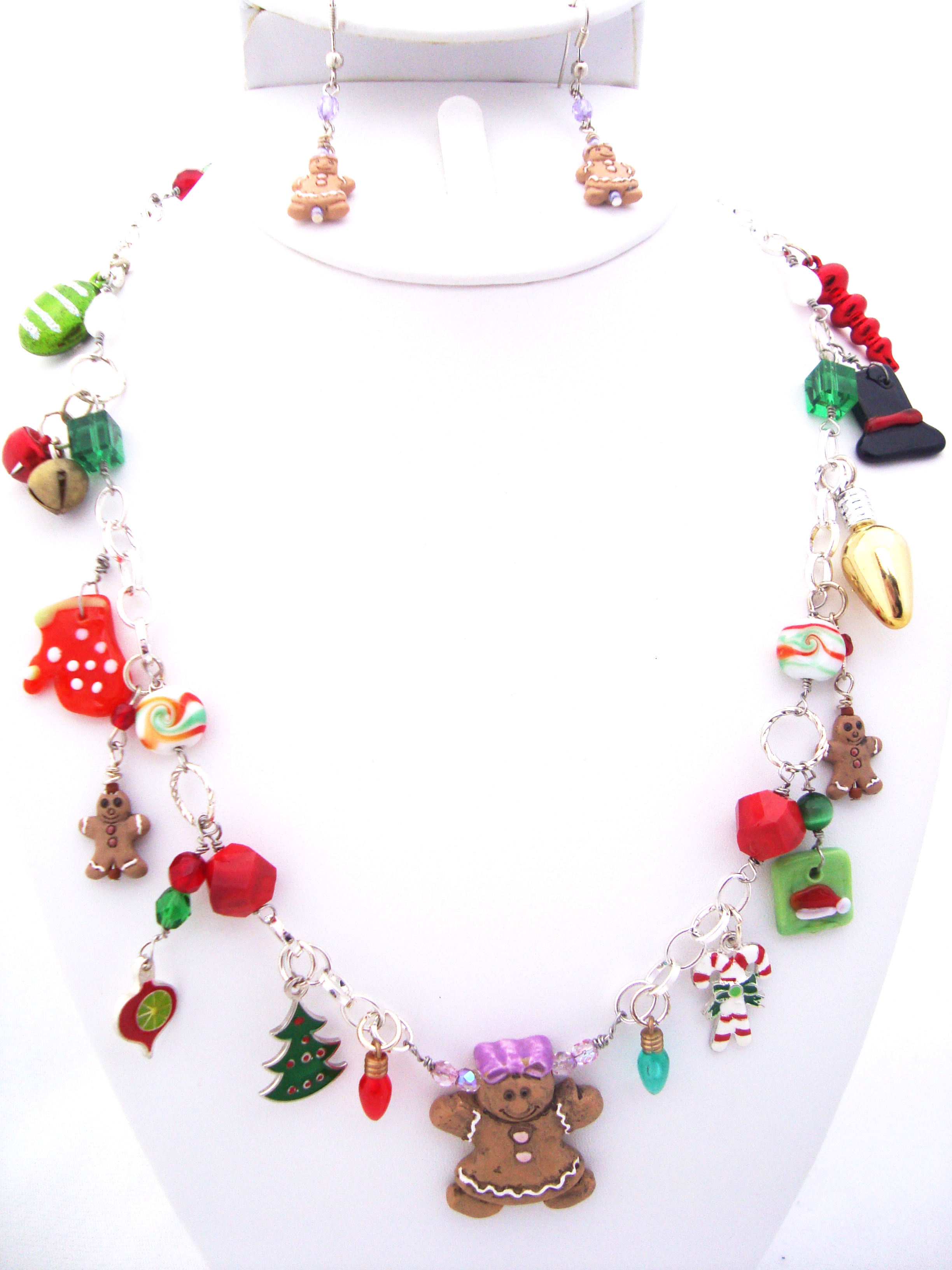 Jolly Gingerbread Girl Necklace Set