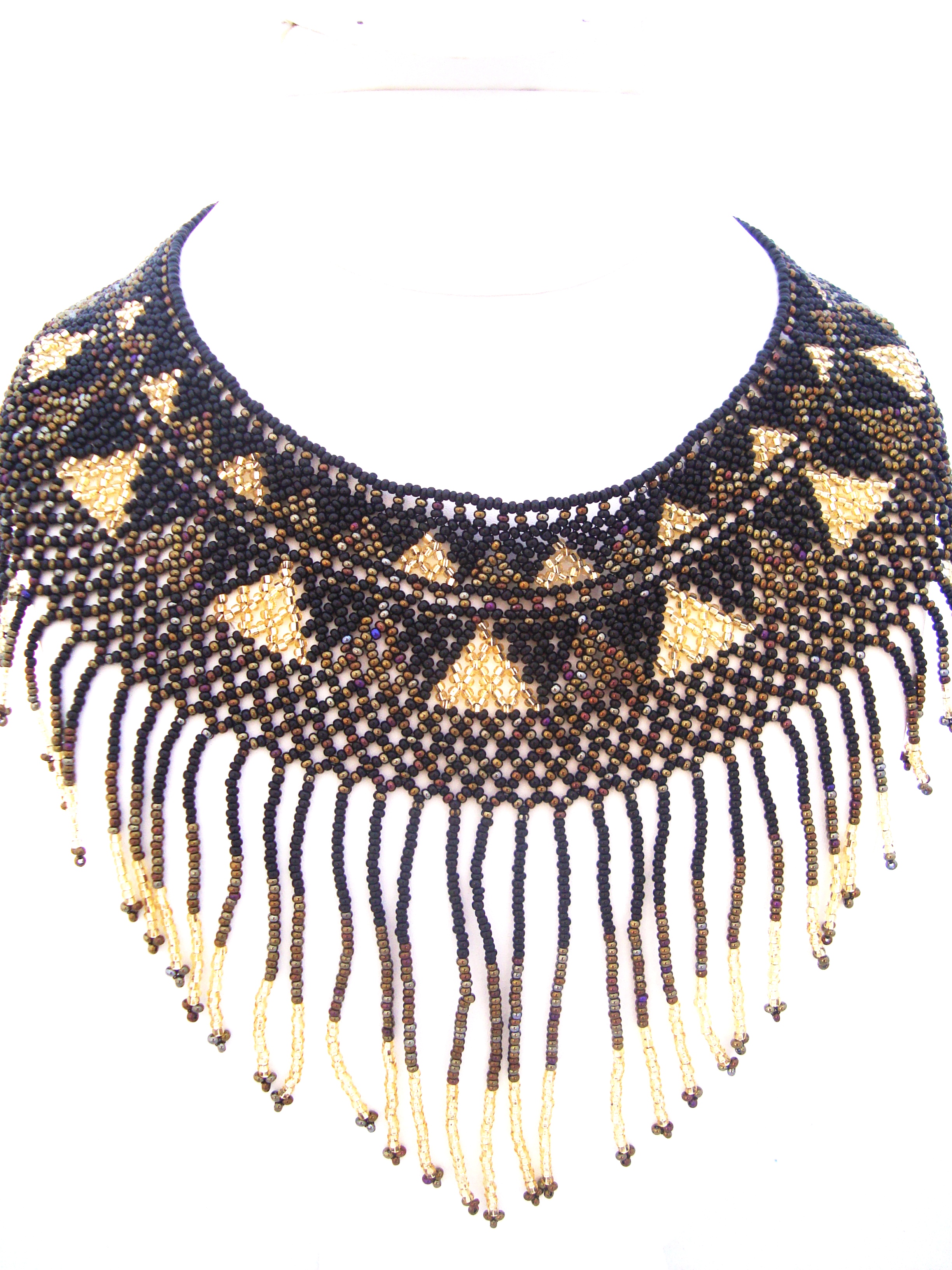 Black and Gold Egyptian Collar with Decadent Fringe