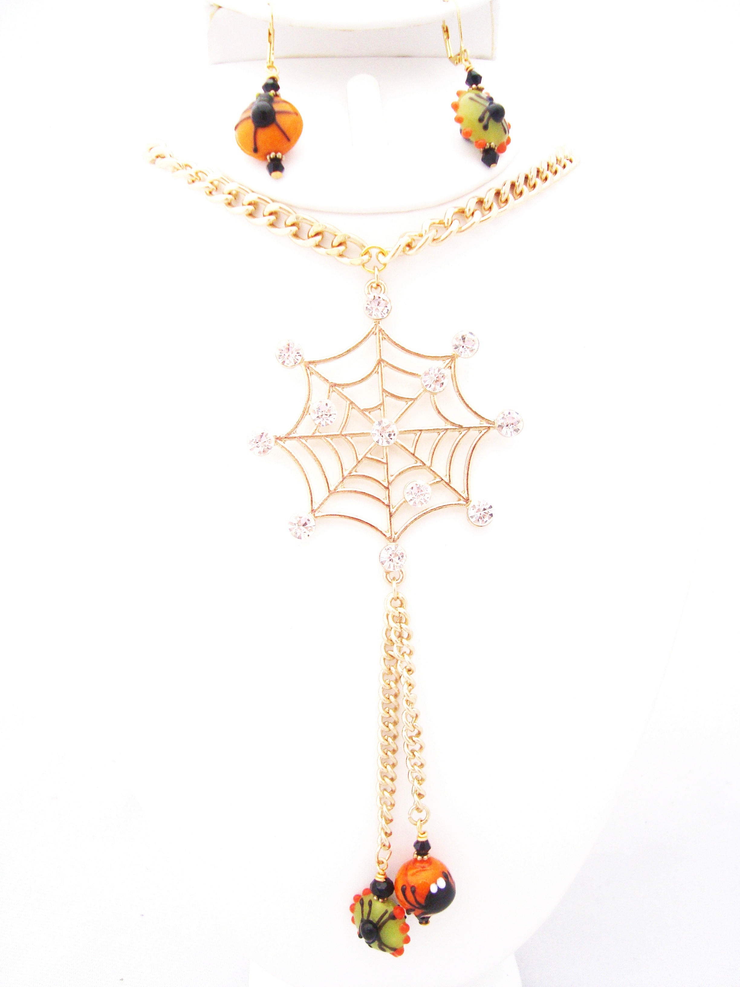 Halloween Spiders and Web Necklace Set