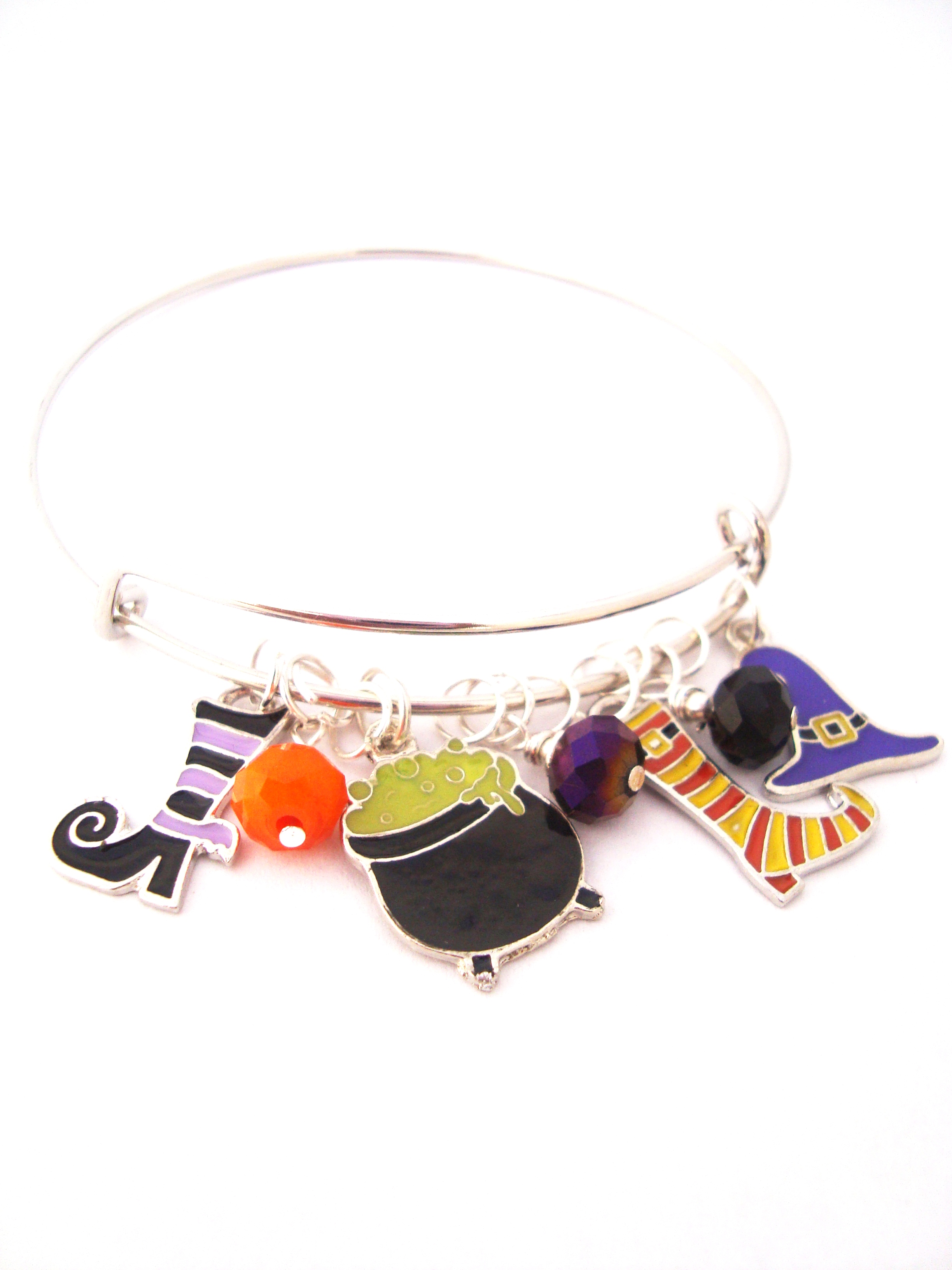 Halloween Witch's Kettle, Hat and Boots Charms Bangle
