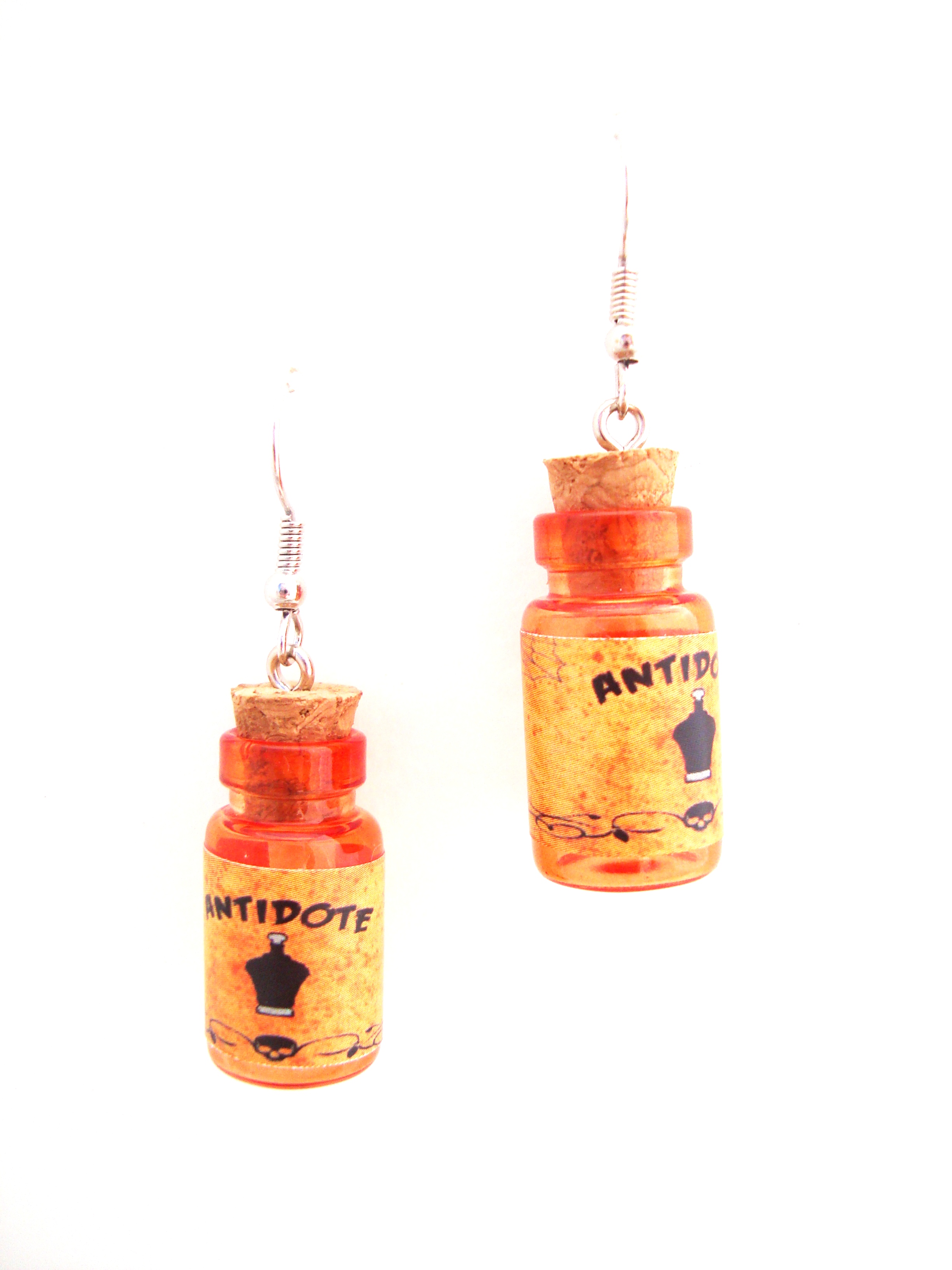 Halloween Orange Poison Bottle Earrings