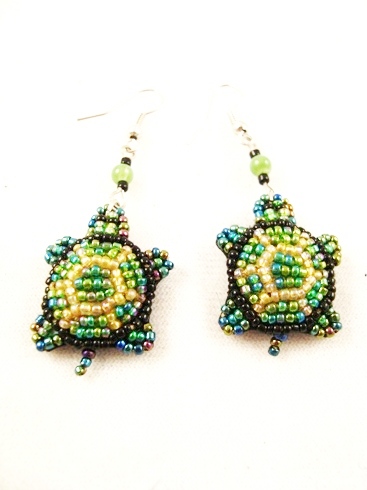 Green Turtle Earrings