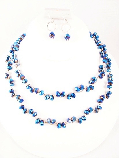 Celestial Cobalt Crystal Beaded Necklace Set