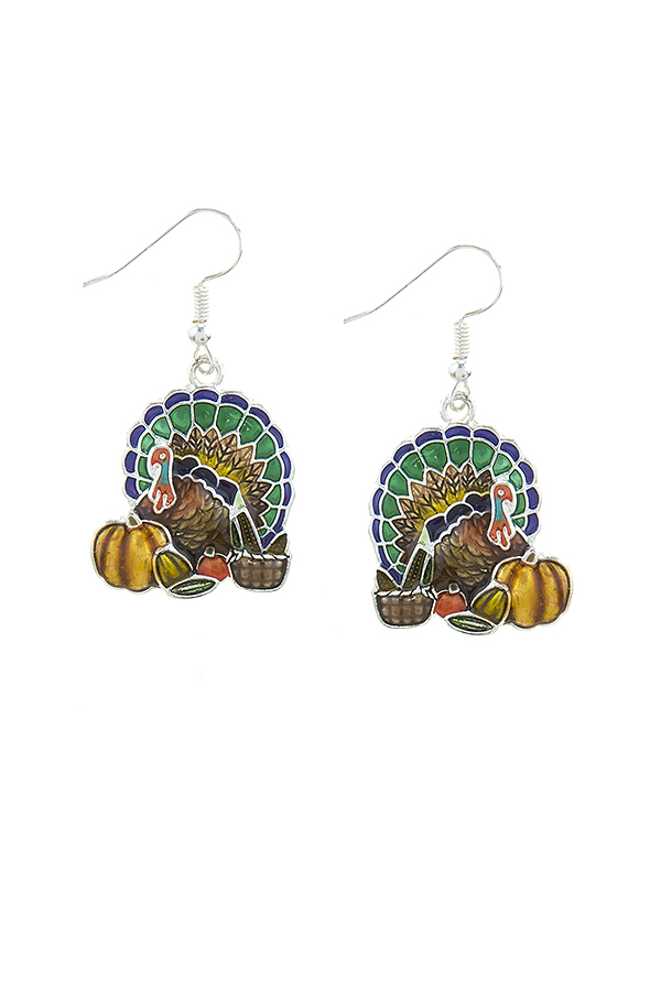 Thanksgiving Turkey Charm Earrings