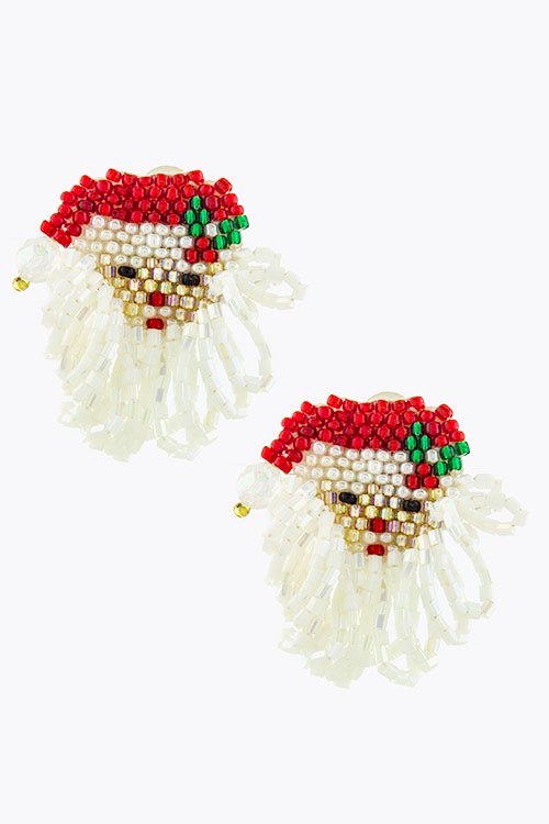 Seed Beaded Santa Clause Earrings