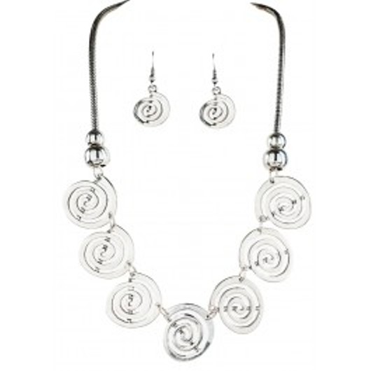 Silver Swirls Necklace Set