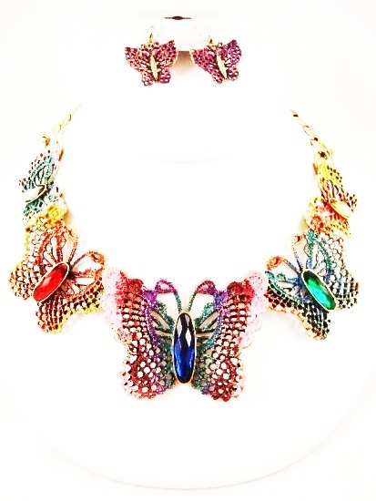 Multi Big Butterfly Necklace Set