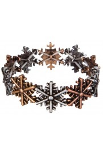 Multi Burnished Snowflake Stretch Bracelet