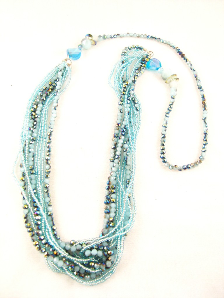 Nine-Strand Crystal Long Necklace