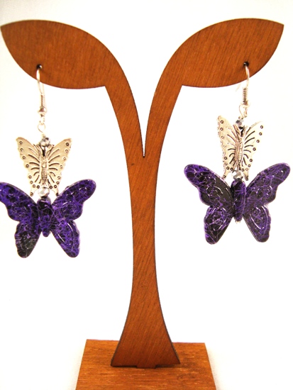 Purple Double Butterfly Earrings