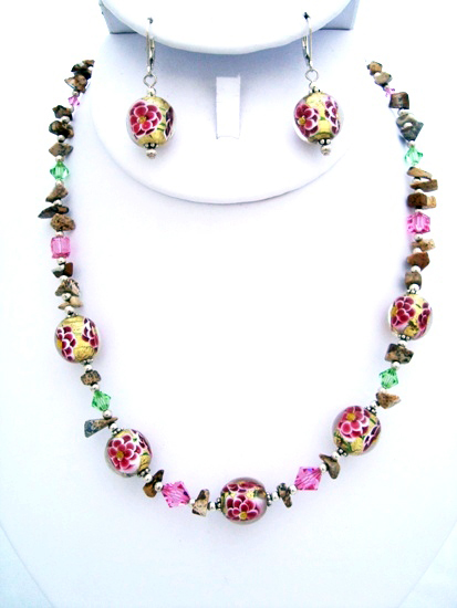 Rose Sterling Silver Necklace Set