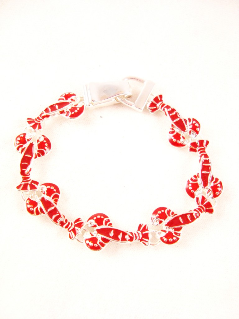 Silver Red Lobsters Bracelet